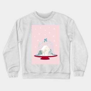 Vintage Christmas Cloche on Red Platter With Gingerbread Biscuit Scene Crewneck Sweatshirt